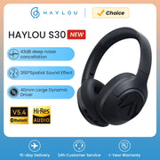 S30 Wireless Bluetooth 5.4 Headphones 43Db Adaptive Noise Cancelling Headsets 40Mm Driver 80H Playtime Earphones