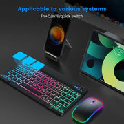 Backlit Backlight Blue Tooth Keyboard Mouse for Ipad IOS Android Windows 7 Colors Key Board with 2.4G Mouse English Keyboard