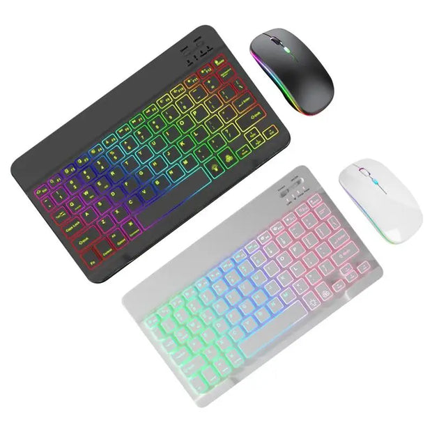 Backlit Backlight Blue Tooth Keyboard Mouse for Ipad IOS Android Windows 7 Colors Key Board with 2.4G Mouse English Keyboard