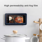 Waterproof Wall-Mounted Shower Phone Holder with HD Anti-Fog Mirror and Touch Screen Shelf for Bathroom (Geek Blue)