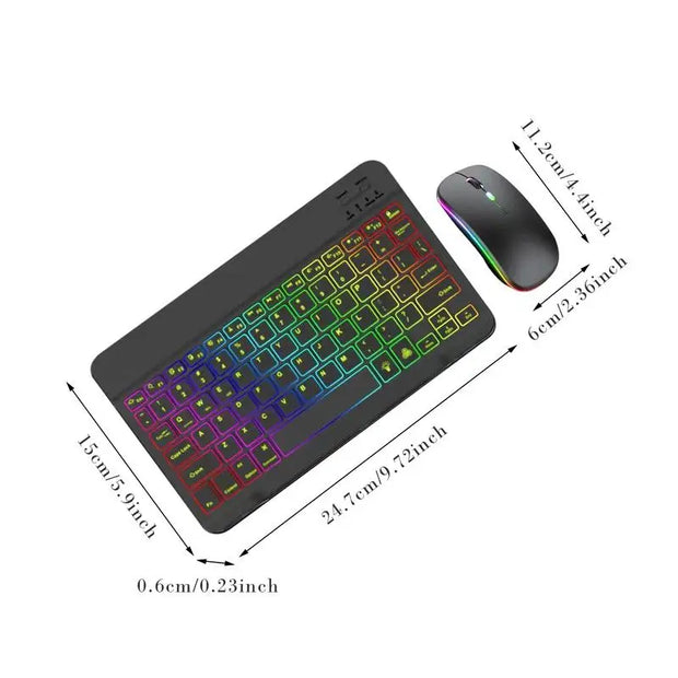 Backlit Backlight Blue Tooth Keyboard Mouse for Ipad IOS Android Windows 7 Colors Key Board with 2.4G Mouse English Keyboard
