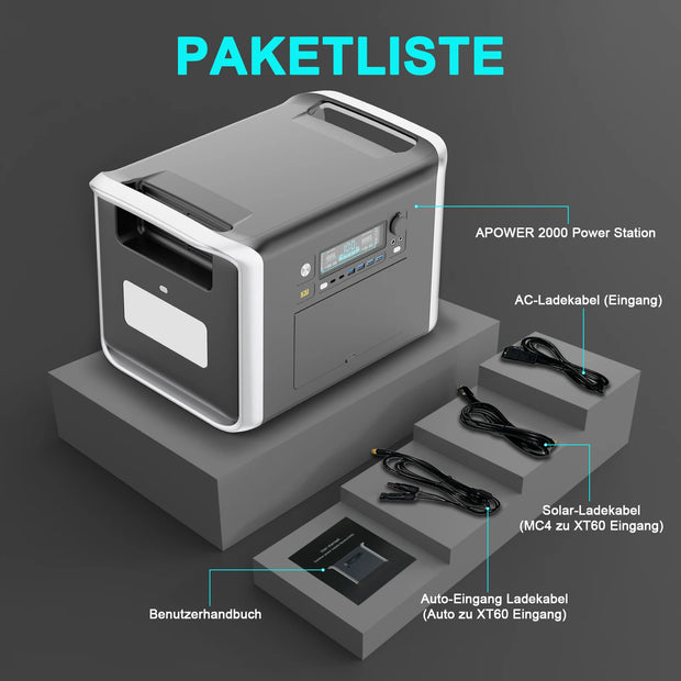 2000Wh Portable Power Station Lifepo4 Batteries Outdoor Powerful Power Bank 640000Mah Large Capacity Secondary Battery Camping