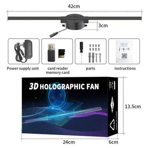 Good Effect 42Cm 3D Hologram Advertising Display Led Fan Naked Eye Stereo 3D Fan Hologram Delivery Fast 3D Holographic Fan